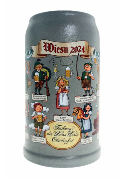 Bierkrug Wiesenwirte Oktoberfest 2024, Limitierte Auflage, Größe 1 Liter