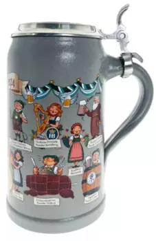 Bierkrug Wiesenwirte Oktoberfest 2024, Limitierte Auflage, Größe 1 Liter mit Zinndeckel